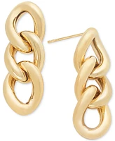 Polished Large Curb Link Drop Earrings in 10k Gold