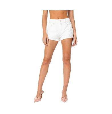 Edikted Women's Bow pocket washed denim shorts