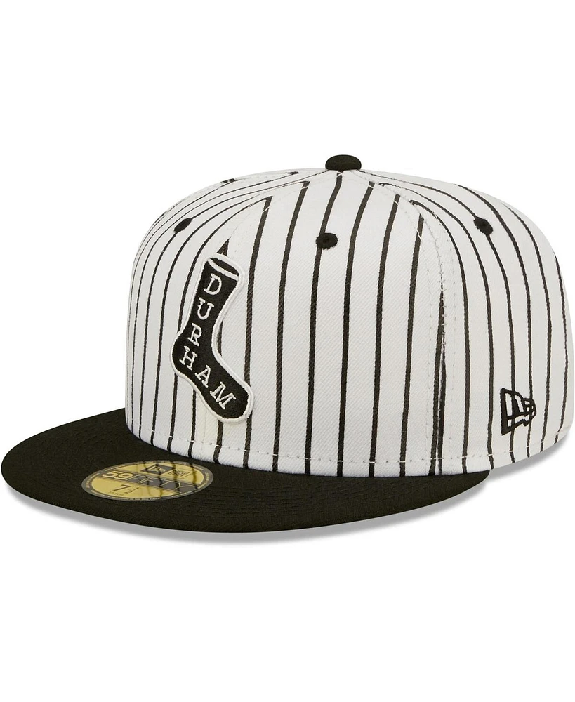 New Era Men's White/Black Durham Bulls Black Sox Theme Night 59FIFTY Fitted Hat