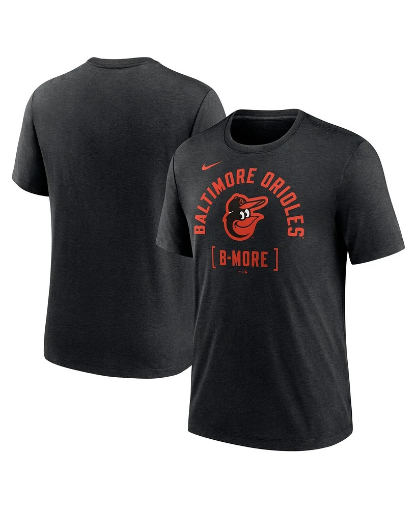 Nike Men's Heather Black Baltimore Orioles Swing Big Tri-Blend T-Shirt