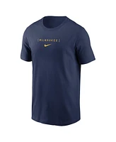 Nike Men's Navy Milwaukee Brewers Large Logo Back Stack T-Shirt