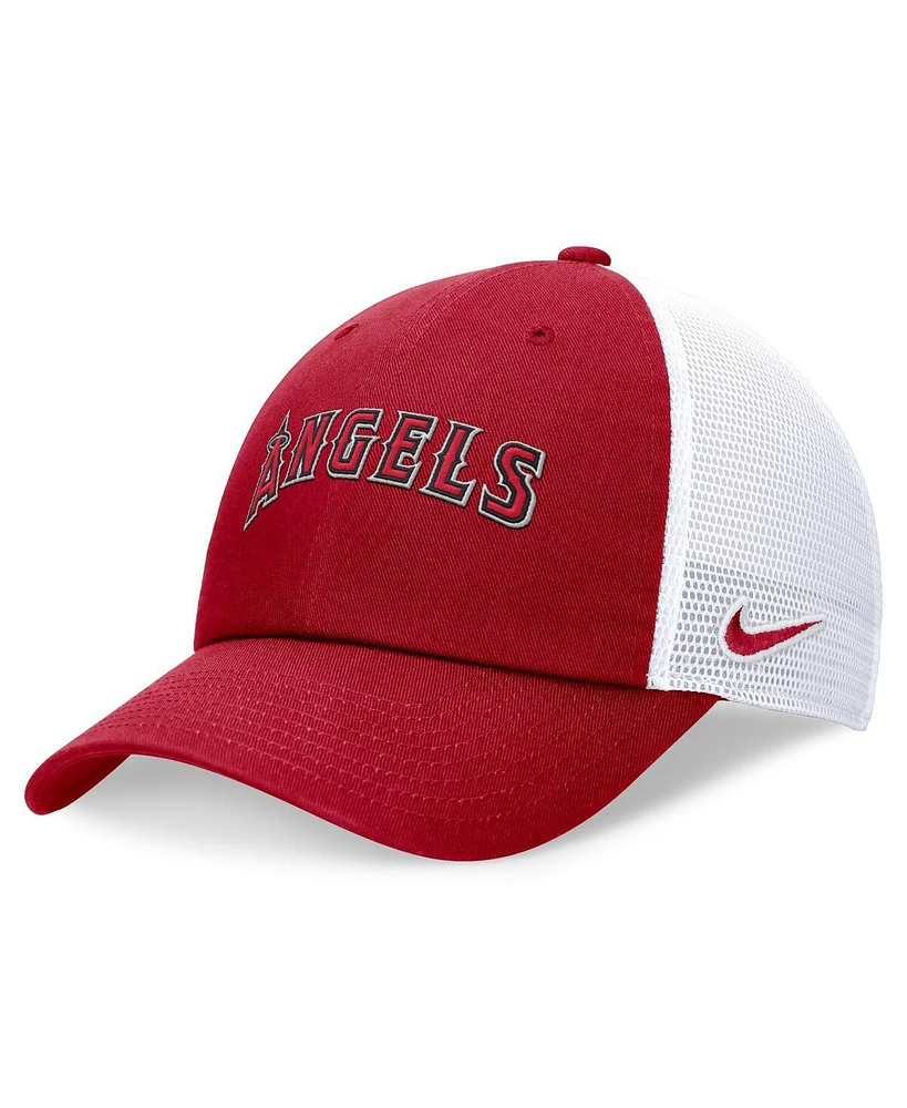 Nike Men's Red Los Angeles Angels Evergreen Wordmark Trucker Adjustable Hat