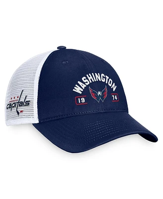 Fanatics Men's Navy/White Washington Capitals Free Kick Trucker Adjustable Hat