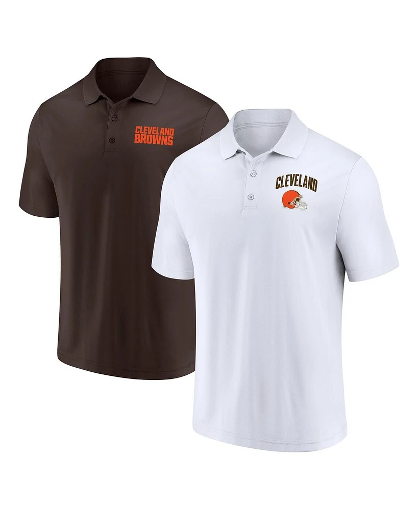 Fanatics Men's Black/White Cleveland Browns 2-Pack Push Back Polo Combo