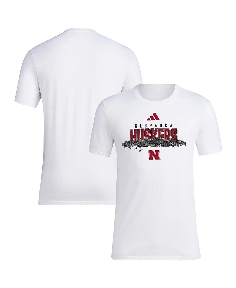 Adidas Men's White Nebraska Huskers Baseball Sunflower Seeds T-Shirt