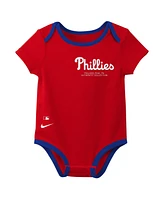 Nike Baby Boys and Girls Philadelphia Phillies Authentic Collection Three-Pack Bodysuit Set