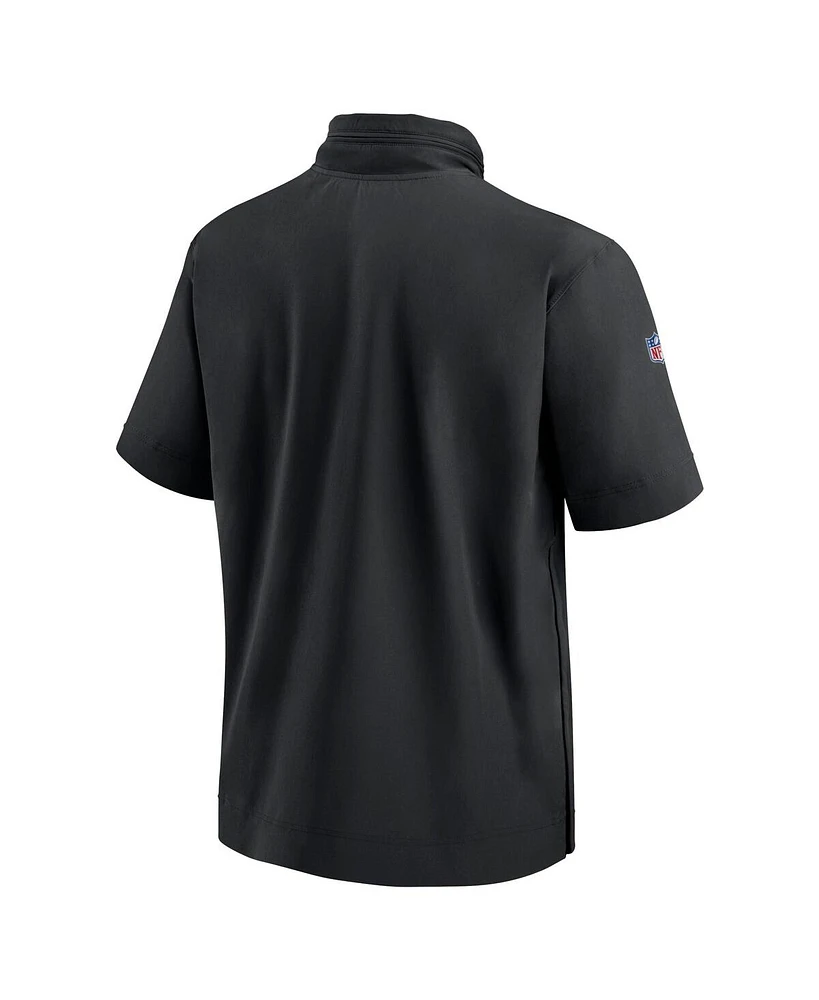 Nike Men's Black Philadelphia Eagles 2024 Sideline Coach Short Sleeve Half-Zip Hoodie Jacket