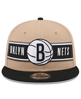 New Era Men's Tan/Black Brooklyn Nets 2024 Nba Draft 9FIFTY Snapback Hat