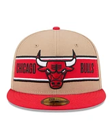 New Era Men's Tan/Red Chicago Bulls 2024 Nba Draft 59FIFTY Fitted Hat