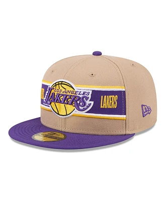 New Era Men's Tan/Purple Los Angeles Lakers 2024 Nba Draft 59FIFTY Fitted Hat