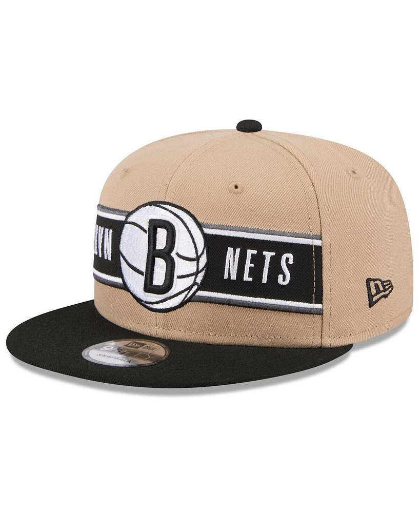 New Era Men's Tan/Black Brooklyn Nets 2024 Nba Draft 9FIFTY Snapback Hat