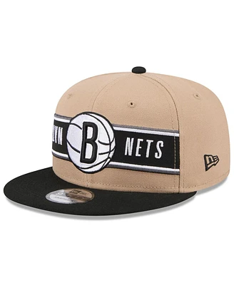 New Era Men's Tan/Black Brooklyn Nets 2024 Nba Draft 9FIFTY Snapback Hat