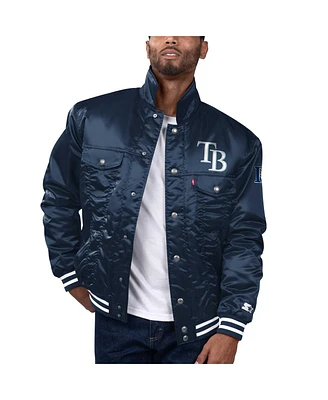 Levi's x Starter Men's Navy Tampa Bay Rays Silver Tab Satin Full-Snap Trucker Jacket