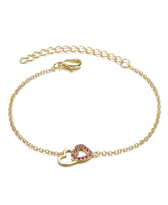 GiGiGirl Kids 18k Rose Gold Plated Cubic Zirconia Double Heart Entwined White Gold Plated Bracelet