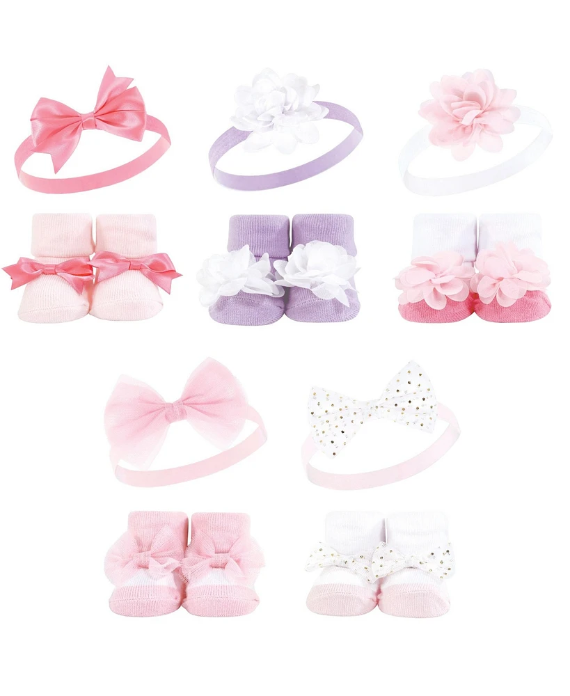 Hudson Baby Baby Girls Headband and Socks Giftset, Pink Lilac, One