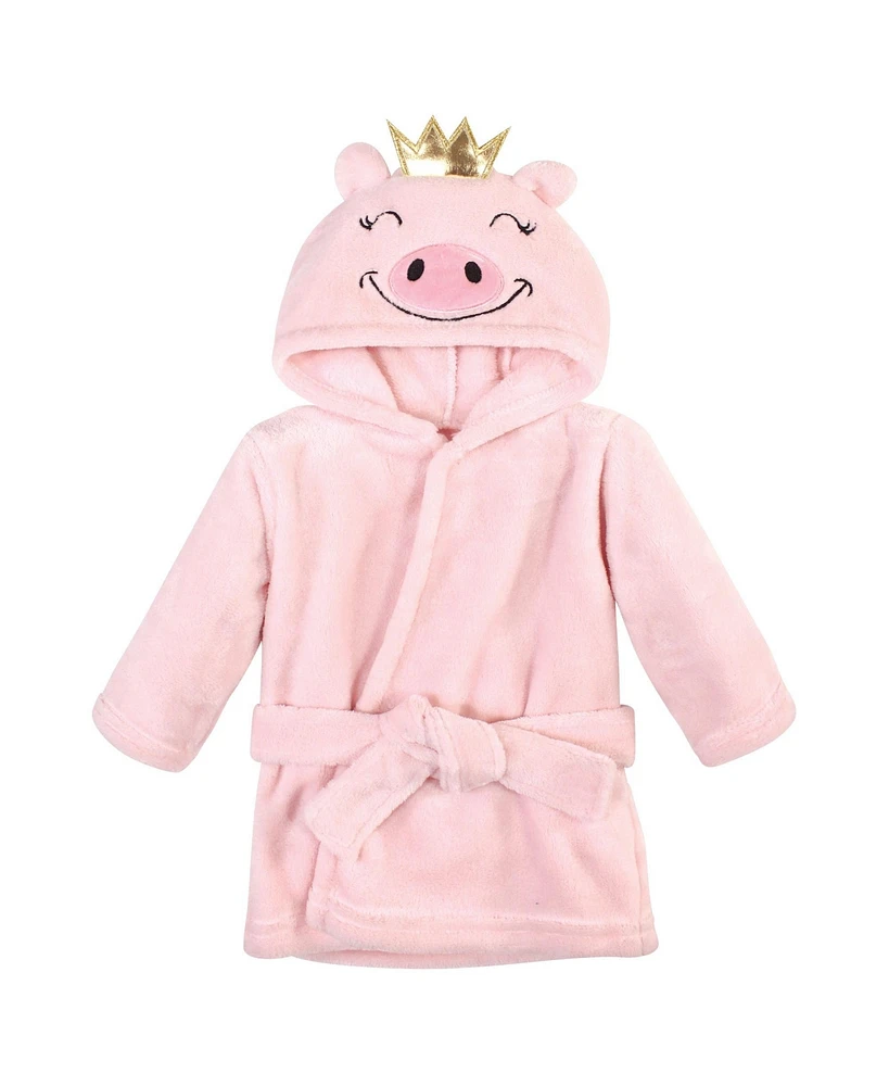 Hudson Baby Baby Girls Plush Animal Bathrobe, Pig, 0-9 Months