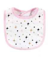 Hudson Baby Infant Girl Cotton Bib and Headband Set 5pk, Sparkle Unicorn, One Size