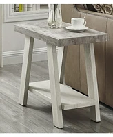 Streamdale Furniture Two-Tone Wood Shelf Side Table in Weathered Gray and Beige