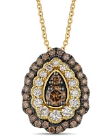 Le Vian Chocolate Diamond & Nude Diamond Scalloped Teardrop 19" Pendant Necklace (7/8 ct. t.w.) in 14k Gold