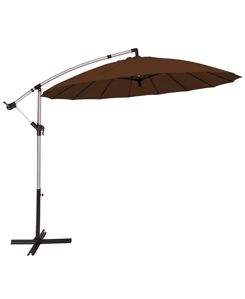 Gymax 10FT Patio Offset Hanging Umbrella Cantilever w/ Tilt Adjustment Burgundy