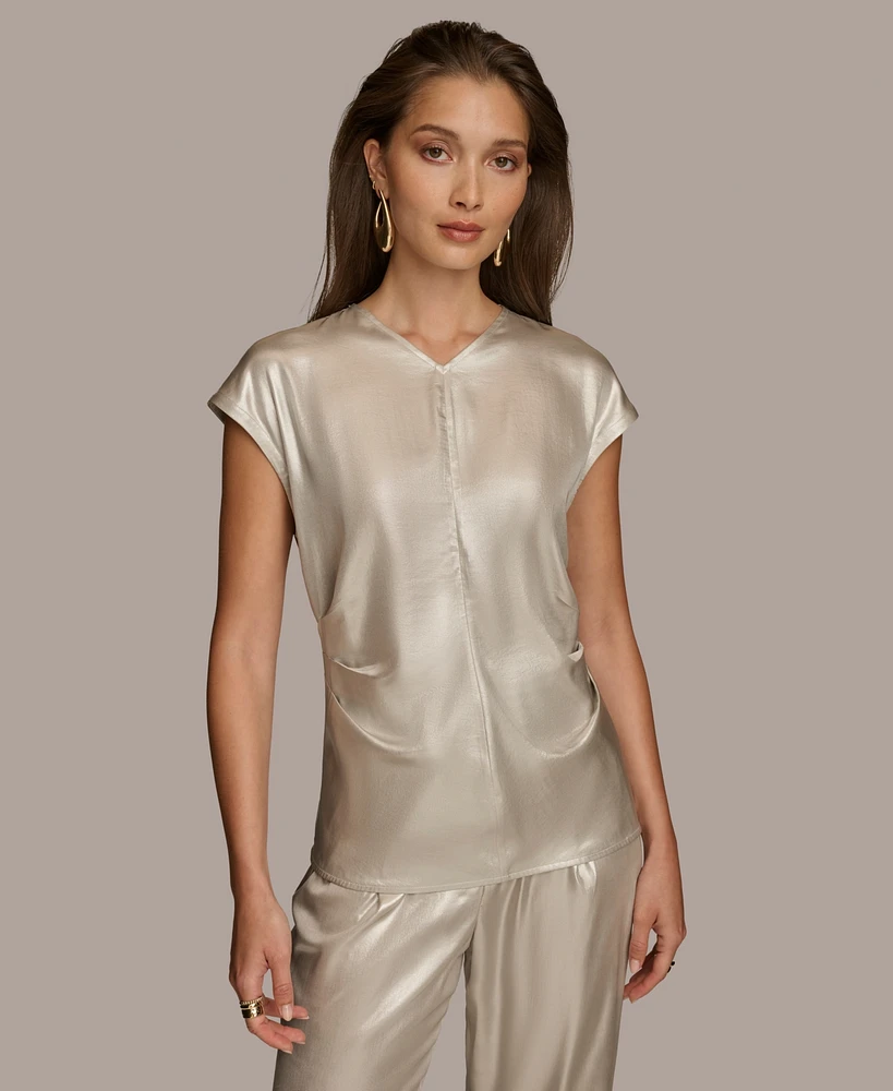 Donna Karan Women's Metallic Cap-Sleeve Blouse