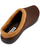 Haggar Men's Indoor/Outdoor Microsuede Clog Slipper with Plaid Fleece Lining