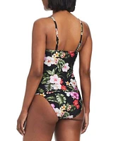 Bar Iii Womens Printed Twist Front Shirred Tankini Top Floral Print Side Tab Hipster Bottoms Created For Macys