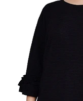 Ny Collection Plus 3/4 Length Sleeve Textured Knit Dress