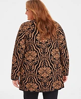 Jm Collection Plus Baroque Jacquard Open-Front Cardigan, Created for Macy's