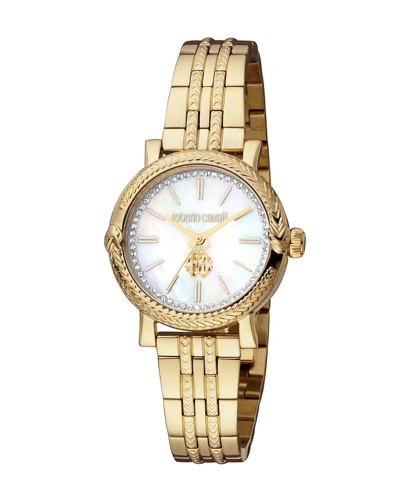 Roberto Cavalli Women's Quartz Gold-tone Stainless Steel Watch 30mm