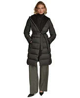 Donna Karan New York Women's Belted Hooded Puffer Coat