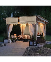 Yescom 2 Pcs 15.5x4 Ft Pergola Canopy Cover Replacement w/ Valance Outdoor Garden Tan