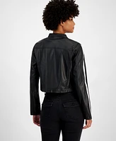 Tinseltown Juniors' Faux-Leather Long-Sleeve Moto Jacket