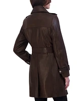 Tahari Women's Natalie Belted Leather Trench Coat