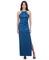 Eliza J Women's Gathered Side-Slit Evening Gown