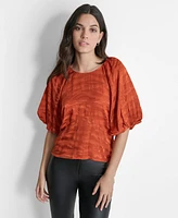 Dkny Women's Puff-Sleeve Jacquard Top