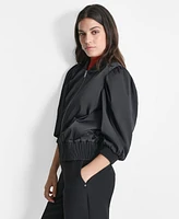 Dkny Women's High-Shine Sateen Puff-Sleeve Jacket