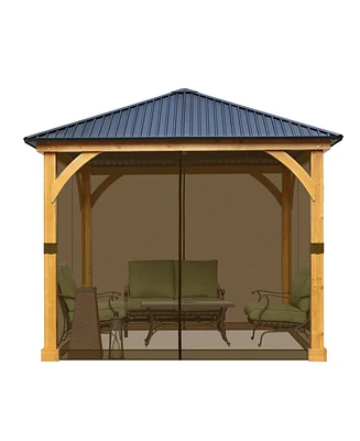 Aoodor Gazebo Netting 10' x Polyester Screen Replacement 4 Panel Sidewalls for Patio (Only Netting)