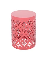 Simplie Fun Modern Iron Cut Side Table with Cylindrical Design