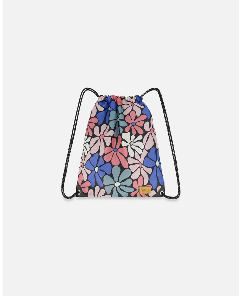 Deux par Deux Girl Drawstring Bag Printed Retro Flowers - Toddler|Child