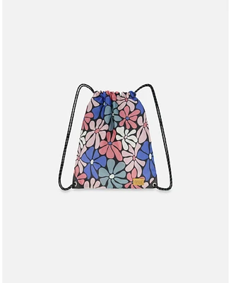 Deux par Deux Girl Drawstring Bag Printed Retro Flowers - Toddler|Child