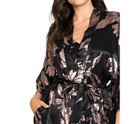 Midnight Bakery Women's Floral Hammered Satin Robe