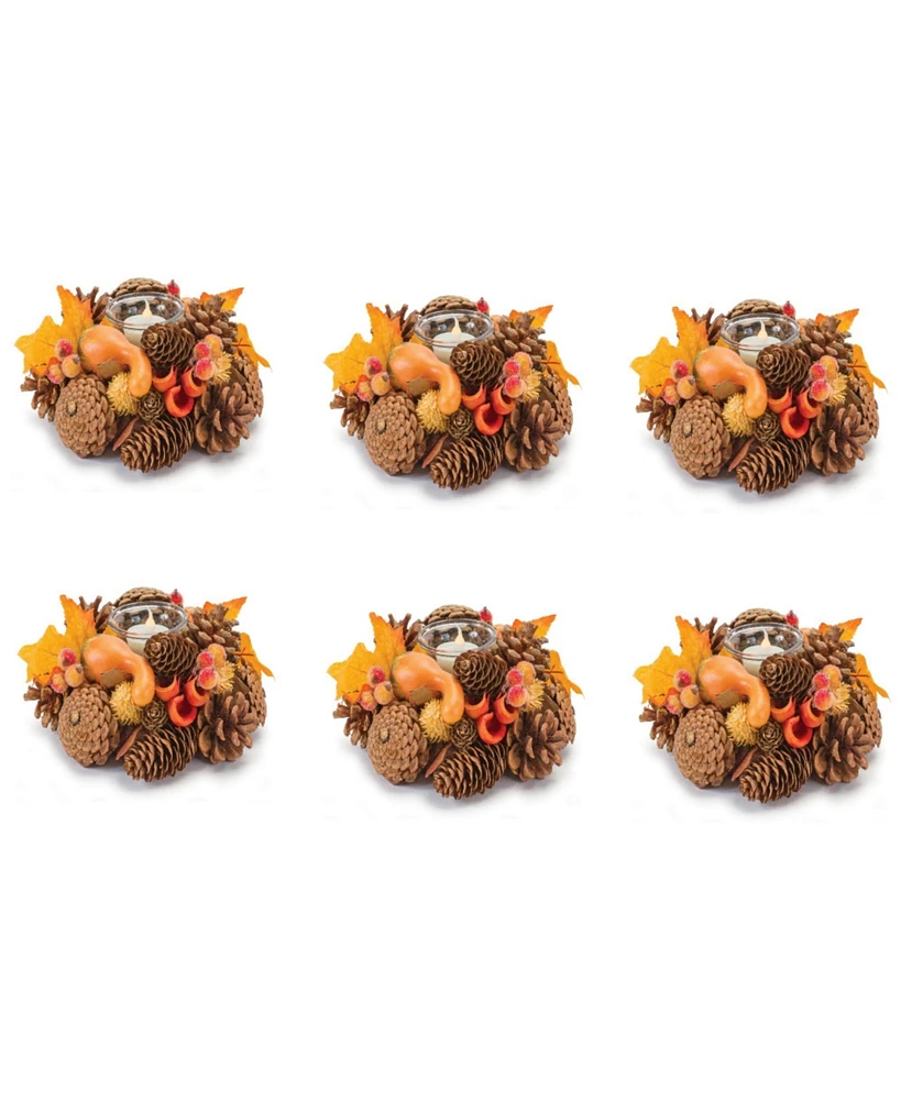 Slickblue Mixed Pinecone Berry Votive Holder (Set of 6)