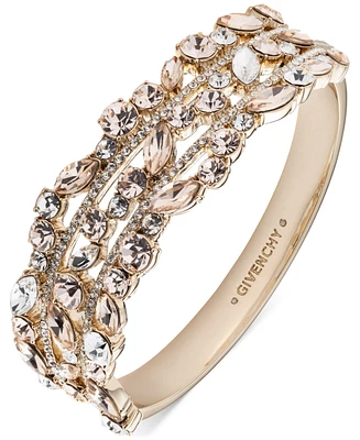 Givenchy Gold-Tone Mixed Crystal Multi-Row Bangle Bracelet