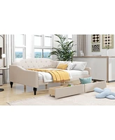 Streamdale Furniture Full Size Upholstered Tufted Daybed With Two Drawers