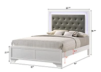 Queen Size Led Panel Bed with Crocodile Skin Finish