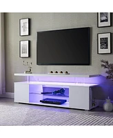 Streamdale Furniture White Tv Stand with Large Drawer & Side Cabinet for 70" Tv