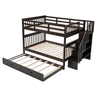Stairway Full-Over-Full Bunk Bed w/ Trundle & Storage
