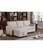 Streamdale Furniture Upholstered Pull Out Sectional Sofa With Chaise