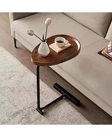 Streamdale Furniture Brown Cshaped Side Table, Small Sofa Table For Living Room